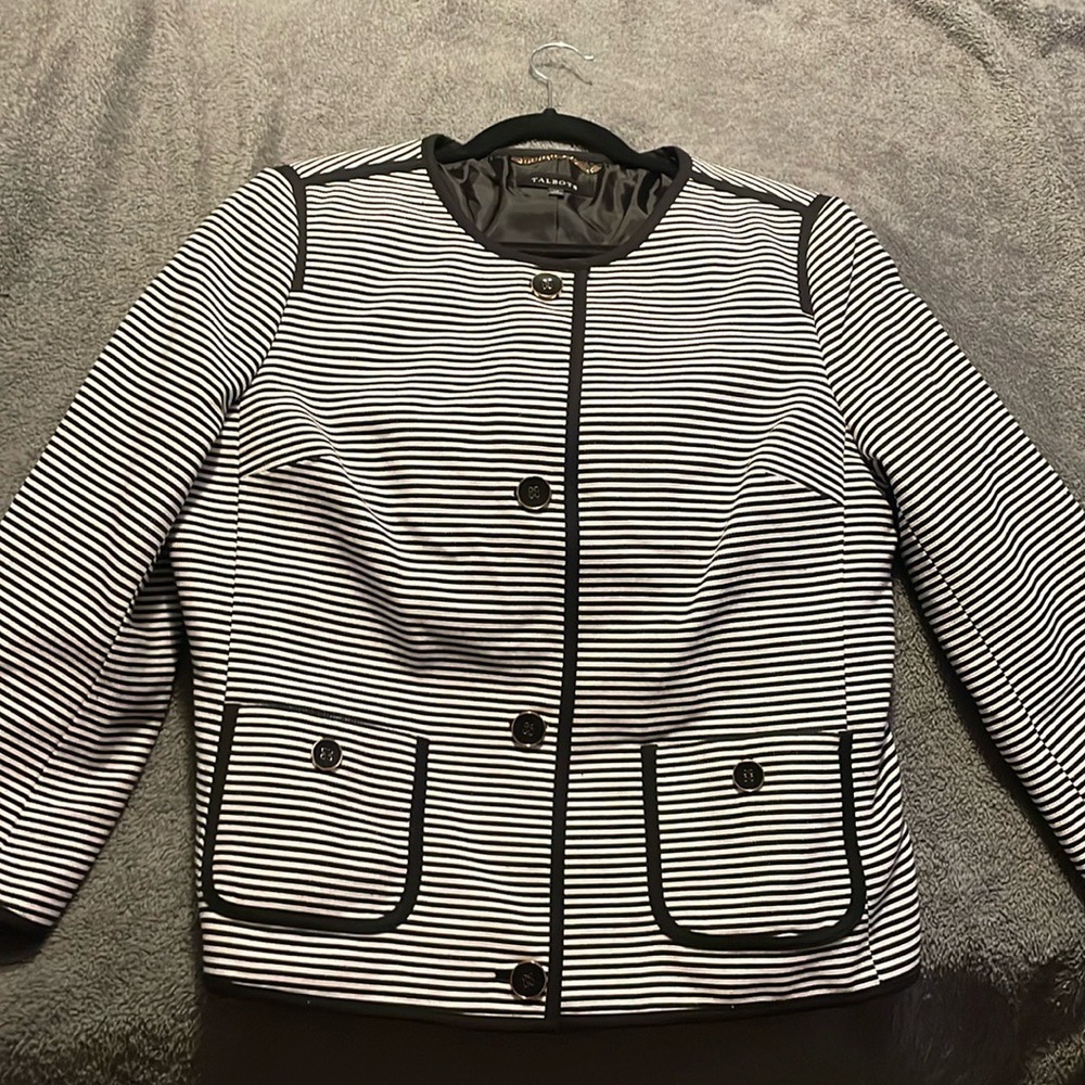 Talbots Black And White Striped Jacket